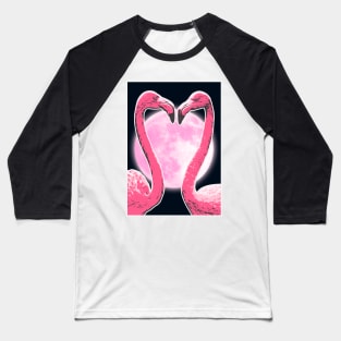 Flamingo Heart Shaped Art Moon Baseball T-Shirt